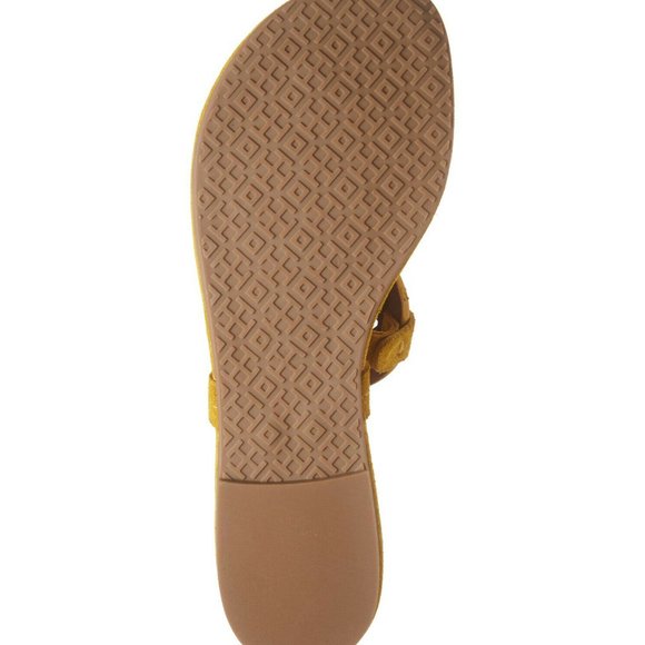 ❤️ NIB Tory Burch Metal Miller Suede Leather Thong Sandal Gold Finch Yellow US 6 - Picture 12 of 13